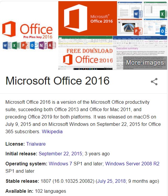 microsoft office 2016 for mac version